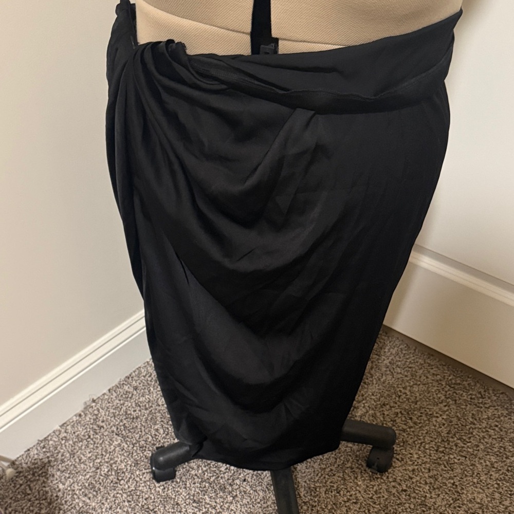 SHEIN Black Draped Midi Skirt